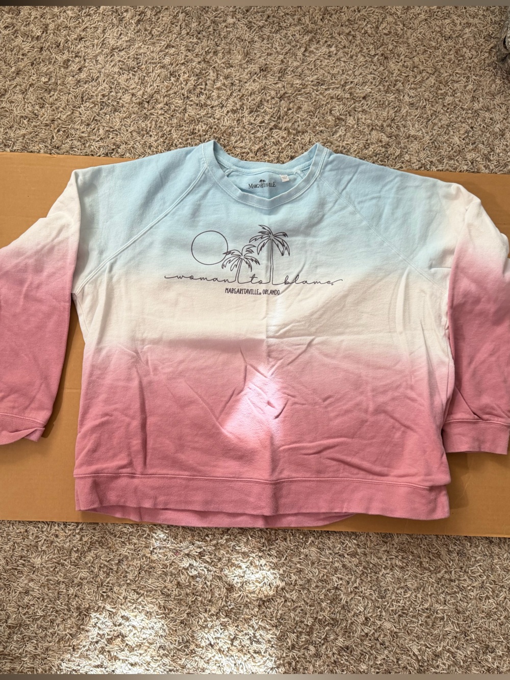 Margaritaville Adult Dip-Dye Pink White Blue Crewneck Sweatshirt